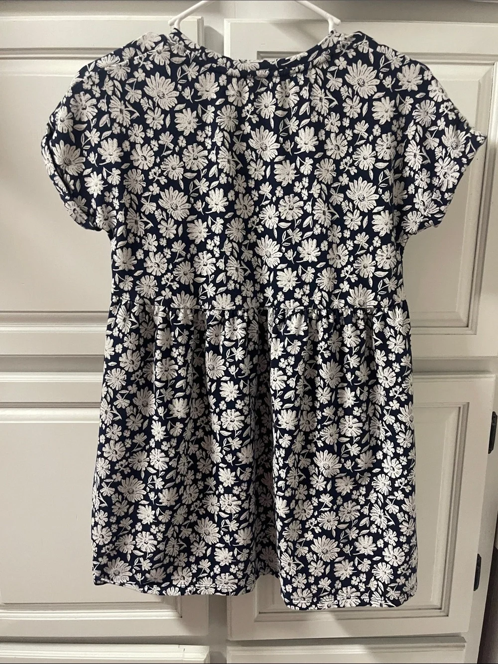 Vineyard Vines Navy and White Floral Short Sleeve Dress girls medium 10/12